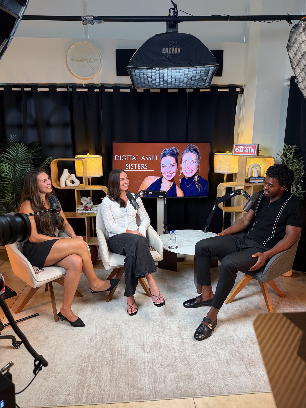 Kaelin and Kinley Coe recording a podcast interview